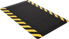 Wearwell - 5' Long x 3' Wide, Dry Environment, Anti-Fatigue Matting - Black with Yellow Chevron Borders, Vinyl with Nitrile Blend Base, Beveled on 4 Sides - Americas Industrial Supply