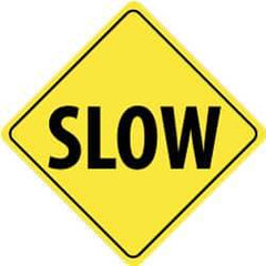 NMC - "Slow", 24" Wide x 24" High, Aluminum Traffic Control Signs - 0.08" Thick, Black on Yellow, Engineer Grade Reflectivity, Diamond, Post Mount - Americas Industrial Supply