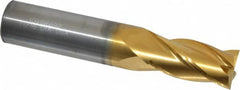 Atrax - 11/16", 1-3/8" LOC, 3/4" Shank Diam, 4" OAL, 4 Flute, Solid Carbide Square End Mill - Single End, TiN Finish, Spiral Flute, 30° Helix, Centercutting, Right Hand Cut, Right Hand Flute - Americas Industrial Supply