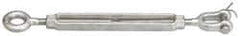Made in USA - 3,500 Lb Load Limit, 5/8" Thread Diam, 6" Take Up, Stainless Steel Jaw & Eye Turnbuckle - 7-3/4" Body Length, 7/8" Neck Length, 16" Closed Length - Americas Industrial Supply