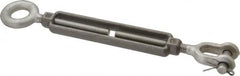Made in USA - 2,200 Lb Load Limit, 1/2" Thread Diam, 6" Take Up, Stainless Steel Jaw & Eye Turnbuckle - 7-1/2" Body Length, 3/4" Neck Length, 13" Closed Length - Americas Industrial Supply