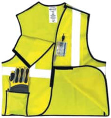 OccuNomix - Size M High Visibility Yellow Solid Breakaway Vest - 36 to 38" Chest, ANSI 107-2015, Hook & Loop Closure, 3 Pockets, Polyester - Americas Industrial Supply