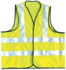 OccuNomix - Size M High Visibility Yellow Solid General Purpose Vest - 36 to 38" Chest, ANSI 107-2015, Hook & Loop Closure, Polyester - Americas Industrial Supply