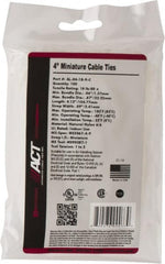 Made in USA - 4-1/8" Long Natural (Color) Nylon Standard Cable Tie - 18 Lb Tensile Strength, 1.07mm Thick, 22.23mm Max Bundle Diam - Americas Industrial Supply