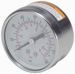 Parker - Stainless Steel FRL Pressure Gauge - Use with PB11/PR10 - Americas Industrial Supply