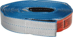 Lift-All - 20' Long x 2" Wide, 5,300 Lb Basket Capacity, 5,300 Lb Vertical Capacity, 1 Ply, Nylon Web Sling - Silver (Color) with Blue Edges - Americas Industrial Supply