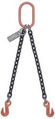 Lift-All - 5' Long x 4-1/2" Wide, 15,200 Lb Basket Capacity, Alloy Steel Web Sling - 15,200 Lb Choker Capacity, DOG Chain Sling, 3/8" Diam Chain, Natural, Double Style - Americas Industrial Supply