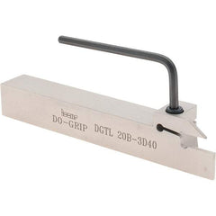 Iscar - External Thread, 0.3937" Max Depth of Cut, 3mm Min Groove Width, 140mm OAL, Left Hand Indexable Grooving Cutoff Toolholder - 20mm Shank Height x 20mm Shank Width, DGN Insert Style, DGT Toolholder Style, Series Do-Grip - Americas Industrial Supply