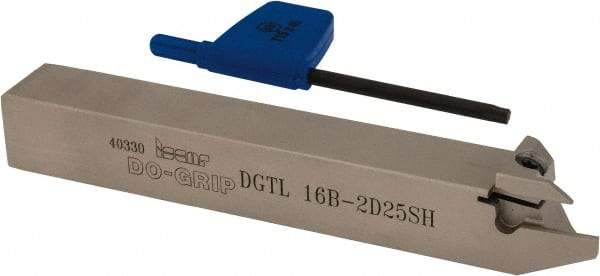 Iscar - External Thread, 1/2" Max Depth of Cut, 1.9mm Min Groove Width, 120mm OAL, Left Hand Indexable Grooving Cutoff Toolholder - 16mm Shank Height x 16mm Shank Width, DG.. Insert Style, DGT Toolholder Style, Series Do-Grip - Americas Industrial Supply