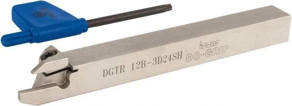 Iscar - External Thread, 0.94mm Max Cut of Depth, 3mm Min Groove Width, 120mm OAL, Right Hand Indexable Grooving Cutoff Toolholder - 12mm Shank Height x 12mm Shank Width, DGN/DGR Insert Style, DGT Toolholder Style, Series Do Grip - Americas Industrial Supply