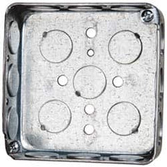 Cooper Crouse-Hinds - 1 Gang, (17) 1/2" Knockouts, Steel Square Outlet Box - 4" Overall Height x 4" Overall Width x 1-1/4" Overall Depth - Americas Industrial Supply