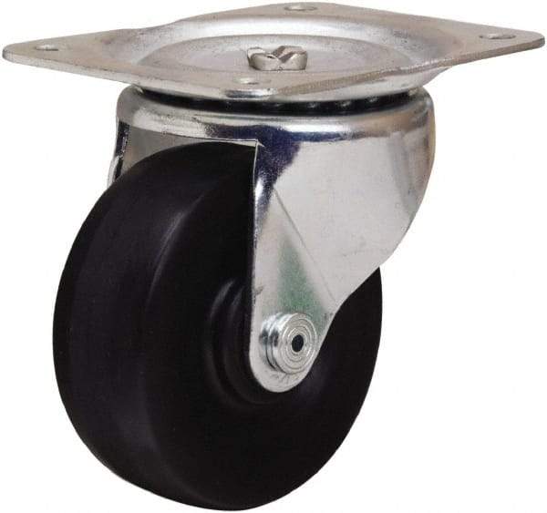Hamilton - 4" Diam x 1-1/2" Wide x 5" OAH Top Plate Mount Swivel Caster - Hard Rubber, 300 Lb Capacity, Self-Lubricating Bearing, 4 x 5-1/8" Plate - Americas Industrial Supply