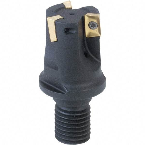 Iscar - 1" Cut Diam, 0.394" Max Depth of Cut, 1.22" OAL, Indexable Square Shoulder End Mill - APCR/APCT/APKR/APKT/APKW/HM90APCT/HM90APKT/HM90APKW 1003 Inserts, M12 Modular Connection, 90° Lead Angle, Through Coolant, Series Heli2000 - Americas Industrial Supply