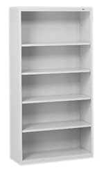 Tennsco - 5 Shelf, 66" High x 34-1/2" Wide Bookcase - 13-1/2" Deep, Steel, Putty - Americas Industrial Supply