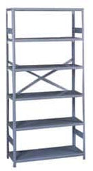 Tennsco - 6 Shelf Commercial Grade Open Steel Shelving - 300 Lb Capacity, 36" Wide x 75" High x 24" Deep, Medium Gray - Americas Industrial Supply