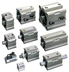 SMC PNEUMATICS - 1-9/16" Stroke x 4" Bore Double Acting Air Cylinder - 3/8 Port, 3/4-16 Rod Thread, 145 Max psi, 15 to 160°F - Americas Industrial Supply