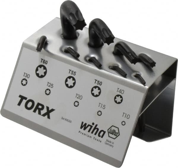 Wiha - 9 Piece T10 to T60 L-Key Short Arm Torx Key Set - T10, T15, T20, T25, T30, T40, T50, T55, T60 Torx Size - Americas Industrial Supply