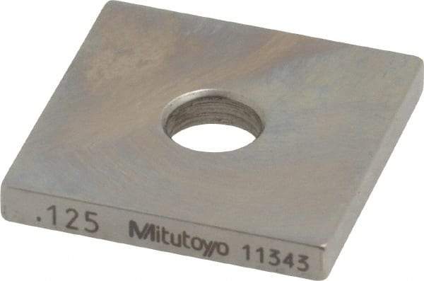 Mitutoyo - 0.125" Square Steel Gage Block - Accuracy Grade 0, Includes Certificate of Inspection - Americas Industrial Supply