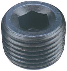 Made in USA - 1/16-27, 1/16" OAL, Alloy Steel Socket Pressure Plug - Uncoated, 7/8" Taper per Foot, 5/32" Hex Key - Americas Industrial Supply