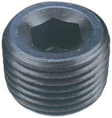 Made in USA - 1/16-27, 1/16" OAL, Alloy Steel Socket Pressure Plug - Uncoated, 7/8" Taper per Foot, 5/32" Hex Key - Americas Industrial Supply