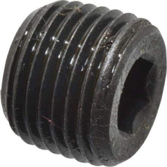Made in USA - 1/8-27, 5/16" OAL, Alloy Steel Socket Pressure Plug - Uncoated, 3/4" Taper per Foot, 3/16" Hex Key - Americas Industrial Supply