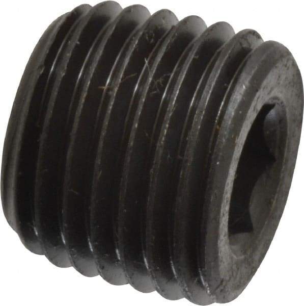 Value Collection - 1/4-18, 7/16" OAL, Alloy Steel Socket Pressure Plug - Uncoated, 3/4" Taper per Foot, 1/4" Hex Key - Americas Industrial Supply