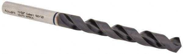 Accupro - 11/32" 120° Cobalt Jobber Drill - TiAlN Finish, Right Hand Cut, Spiral Flute, Straight Shank, 125mm OAL, Faceted Point - Americas Industrial Supply