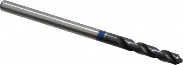 Accupro - 7/64" 120° Spiral Flute Cobalt Screw Machine Drill Bit - TiAlN Finish, Right Hand Cut, 16mm Flute Length, 46mm OAL, Split Point, Straight Shank - Americas Industrial Supply