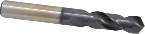 Accupro - 1/2" 120° Spiral Flute Cobalt Screw Machine Drill Bit - TiAlN Finish, Right Hand Cut, 51mm Flute Length, 102mm OAL, Faceted Point, Straight Shank - Americas Industrial Supply