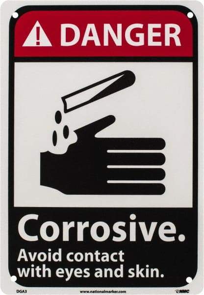 NMC - "Danger - Corrosive - Avoid Contact with Eyes and Skin", 10" Long x 7" Wide, Rigid Plastic Safety Sign - Rectangle, 0.05" Thick, Use for Accident Prevention - Americas Industrial Supply