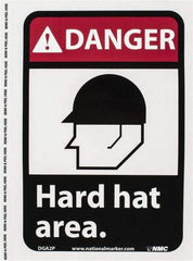 NMC - "Danger - Hard Hat Area", 10" Long x 7" Wide, Pressure-Sensitive Vinyl Safety Sign - Rectangle, 0.004" Thick, Use for Accident Prevention - Americas Industrial Supply