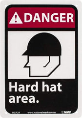 NMC - "Danger - Hard Hat Area", 10" Long x 7" Wide, Rigid Plastic Safety Sign - Rectangle, 0.05" Thick, Use for Accident Prevention - Americas Industrial Supply