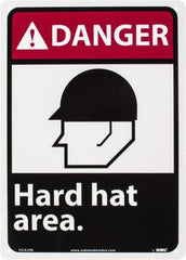 NMC - "Danger - Hard Hat Area", 14" Long x 10" Wide, Rigid Plastic Safety Sign - Rectangle, 0.05" Thick, Use for Accident Prevention - Americas Industrial Supply