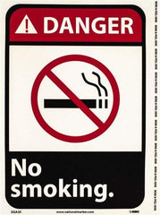 NMC - "Danger - No Smoking", 10" Long x 7" Wide, Pressure-Sensitive Vinyl Safety Sign - Rectangle, 0.004" Thick, Use for Accident Prevention - Americas Industrial Supply