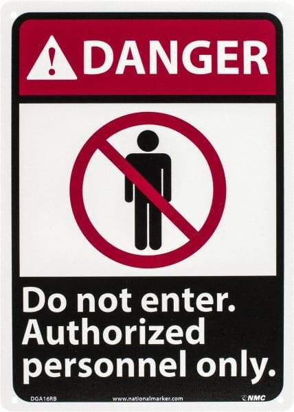 NMC - "Danger - Do Not Enter - Authorized Personnel Only", 14" Long x 10" Wide, Rigid Plastic Safety Sign - Rectangle, 0.05" Thick, Use for Security & Admittance - Americas Industrial Supply