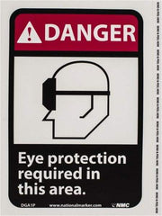 NMC - "Danger - Eye Protection Required in This Area", 10" Long x 7" Wide, Pressure-Sensitive Vinyl Safety Sign - Rectangle, 0.004" Thick, Use for Accident Prevention - Americas Industrial Supply