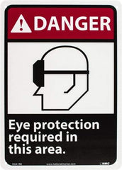 NMC - "Danger - Eye Protection Required in This Area", 14" Long x 10" Wide, Rigid Plastic Safety Sign - Rectangle, 0.05" Thick, Use for Accident Prevention - Americas Industrial Supply