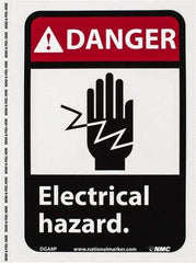 NMC - "Danger - Electrical Hazard", 10" Long x 7" Wide, Pressure-Sensitive Vinyl Safety Sign - Rectangle, 0.004" Thick, Use for Accident Prevention - Americas Industrial Supply