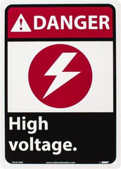 NMC - "Danger - High Voltage", 14" Long x 10" Wide, Rigid Plastic Safety Sign - Rectangle, 0.05" Thick, Use for Accident Prevention - Americas Industrial Supply