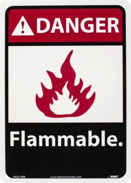 NMC - Danger - Flammable, Plastic Fire Sign - 10" Wide x 14" High - Americas Industrial Supply