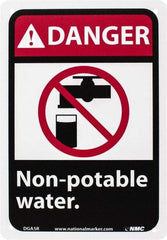 NMC - "Danger - Non-Potable Water", 10" Long x 7" Wide, Rigid Plastic Safety Sign - Rectangle, 0.05" Thick, Use for Restroom, Janitorial & Housekeeping - Americas Industrial Supply