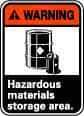 NMC - "Warning - Hazardous Material Storage Area", 14" Long x 10" Wide, Rigid Plastic Safety Sign - Rectangle, 0.05" Thick, Use for Hazardous Materials - Americas Industrial Supply