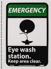 NMC - "Emergency - Eye Wash Station - Keep Area Clear", 10" Long x 7" Wide, Pressure-Sensitive Vinyl Safety Sign - Rectangle, 0.004" Thick, Use for First Aid - Americas Industrial Supply