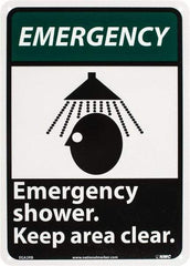 NMC - "Emergency - Emergency Shower - Keep Area Clear", 14" Long x 10" Wide, Rigid Plastic Safety Sign - Rectangle, 0.05" Thick, Use for First Aid - Americas Industrial Supply