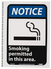 NMC - "Notice - Smoking Permitted in This Area", 10" Long x 7" Wide, Pressure-Sensitive Vinyl Safety Sign - Rectangle, 0.004" Thick, Use for Security & Admittance - Americas Industrial Supply