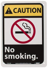 NMC - "Caution - No Smoking", 10" Long x 7" Wide, Rigid Plastic Safety Sign - Rectangle, 0.05" Thick, Use for Accident Prevention - Americas Industrial Supply