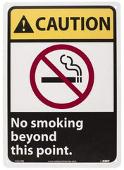 NMC - "Caution - No Smoking Beyond This Point", 14" Long x 10" Wide, Rigid Plastic Safety Sign - Rectangle, 0.05" Thick, Use for Accident Prevention - Americas Industrial Supply