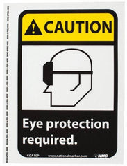 NMC - "Caution - Eye Protection Required", 10" Long x 7" Wide, Pressure-Sensitive Vinyl Safety Sign - Rectangle, 0.004" Thick, Use for Accident Prevention - Americas Industrial Supply