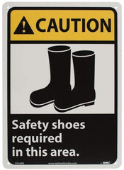 NMC - "Caution - Safety Shoes Required in This Area", 14" Long x 10" Wide, Rigid Plastic Safety Sign - Rectangle, 0.05" Thick, Use for Accident Prevention - Americas Industrial Supply