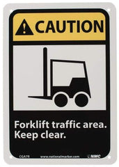 NMC - "Caution - Forklift Traffic Area - Keep Clear", 10" Long x 7" Wide, Rigid Plastic Safety Sign - Rectangle, 0.05" Thick, Use for Accident Prevention - Americas Industrial Supply